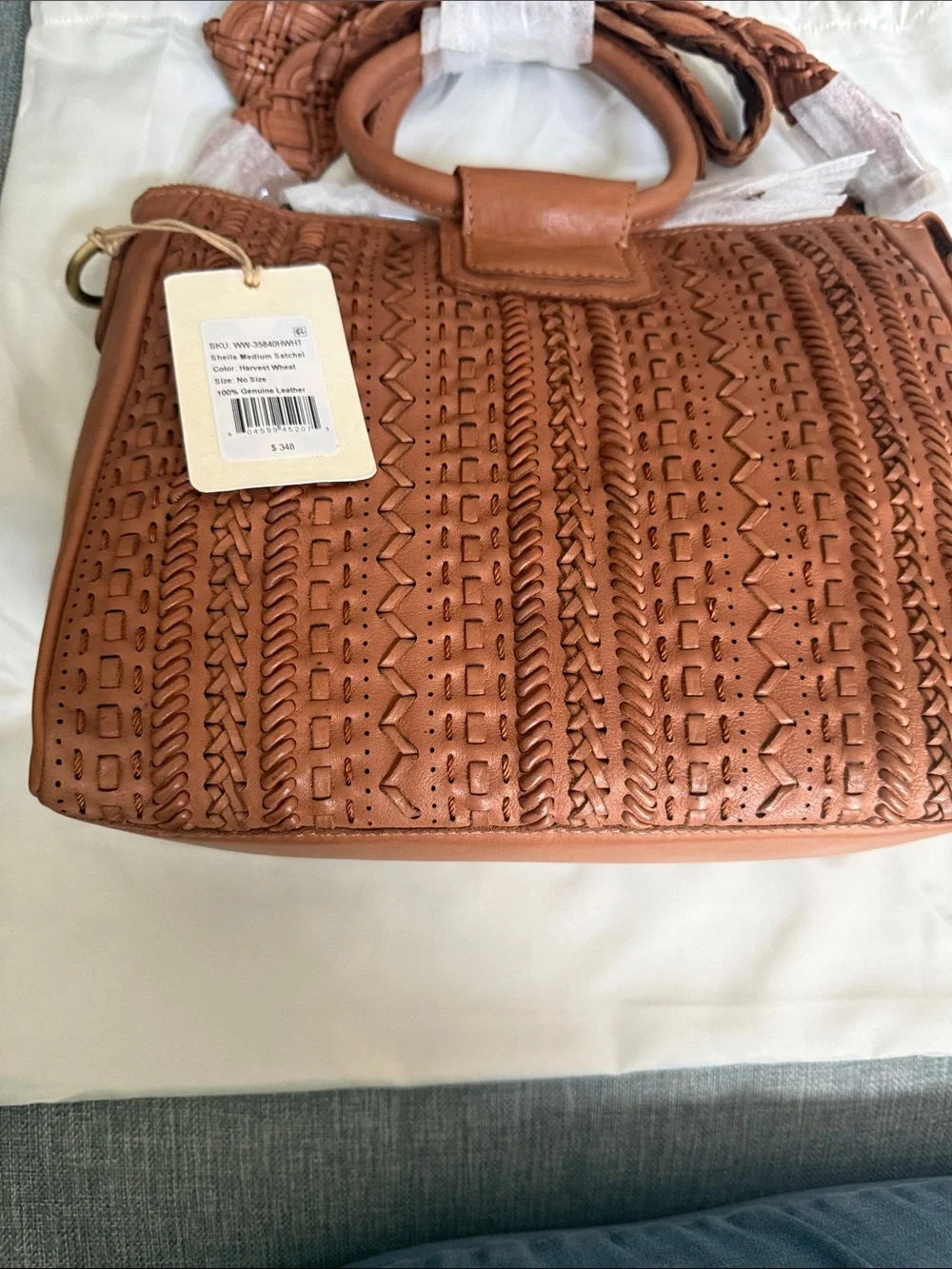 HOBO Medium Sheila Woven Detail Leather Top-Handle/Crossbody Bag - Harvest Wheat